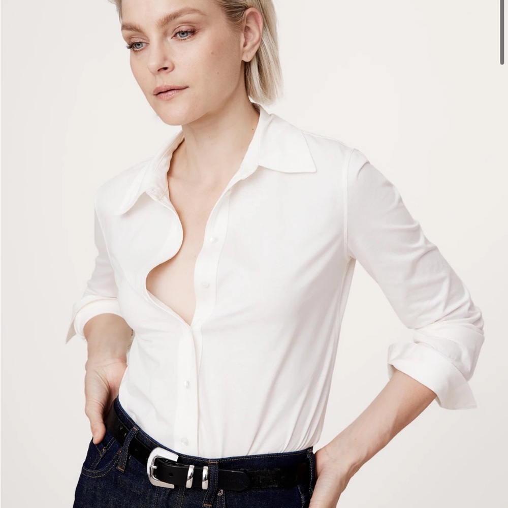 Silky Cotton Long-Sleeve Button Down Shirt Banana Republic